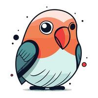 Cute cartoon parrot. Vector illustration isolated on white background.