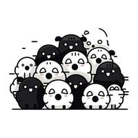 Cute panda faces with different emotions. Vector flat cartoon illustration