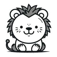 Cute cartoon lion. Vector illustration isolated on a white background.