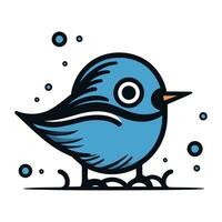 Vector illustration of a blue bird on a white background with bubbles.