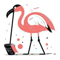 Flamingo. Hand drawn vector illustration. Isolated on white background.