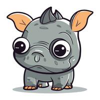 Cute Rhinoceros Cartoon Mascot Character Vector Illustration