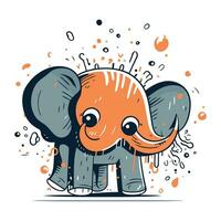 linda dibujos animados elefante. vector ilustración en garabatear estilo.