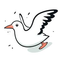 Flying seagull. Vector illustration in doodle style.