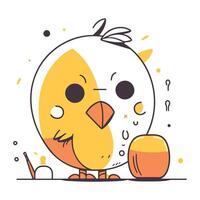 Cute chick and egg. Vector illustration in doodle style.