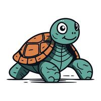 linda dibujos animados tortuga. vector ilustración. aislado en blanco antecedentes.