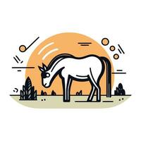 caballo plano línea icono. animal. granja. granja. vector ilustración