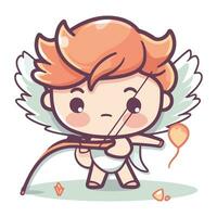 Cupid with bow and arrow. Cute cartoon vector illustration.