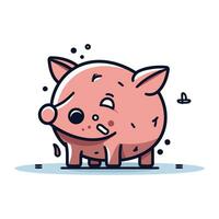 linda cerdito banco personaje. vector ilustración en dibujos animados estilo.