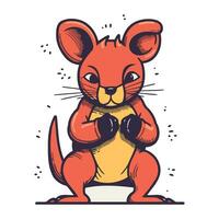 Cute cartoon mouse with dumbbells. Vector illustration for your design