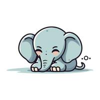 Cute cartoon elephant. Vector illustration. Isolated on white background.