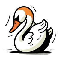 cisne dibujos animados vector ilustración. aislado en un blanco antecedentes.