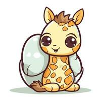 Cute cartoon giraffe. Vector illustration isolated on white background.