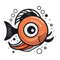 Vector illustration of a fish on a white background. Tattoo design.