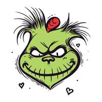 Vector illustration of a cartoon monster with a heart on his head.