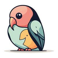 Cute cartoon parrot. Vector illustration isolated on white background.