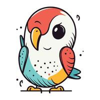 Cute cartoon parrot. Vector illustration. Isolated on white background.