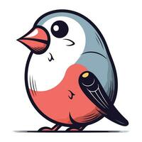 Bullfinch in cartoon style isolated on white background. Vector illustration.