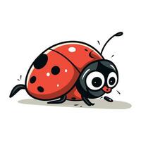 Cartoon ladybug isolated on white background. Cute vector illustration.