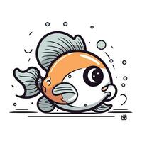 Cute cartoon goldfish. Vector illustration isolated on white background.