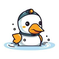 Cute little penguin isolated on white background. Vector illustration.