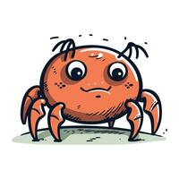 Funny cartoon crab. Vector illustration. Isolated on white background.