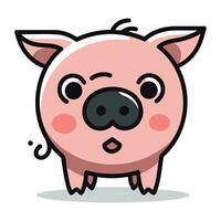 Cute Pig Face Cartoon Vector Icon Illustration