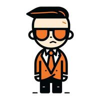 Cute cartoon man with sunglasses. Vector illustration of a man in sunglasses.