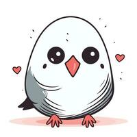 Penguin with heart. Cute cartoon character. Vector illustration.