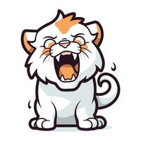 Angry White Cat Cartoon Mascot Character Vector Illustration.