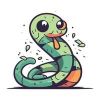 Cute cartoon snake. Vector illustration isolated on a white background.