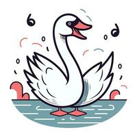 Vector illustration of a swan in a doodle style.