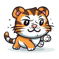 Cute cartoon tiger. Vector illustration isolated on a white background.