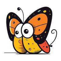 Butterfly with big eyes. Vector illustration on white background.