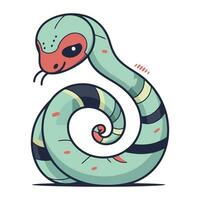 linda dibujos animados serpiente. vector ilustración aislado en un blanco antecedentes.