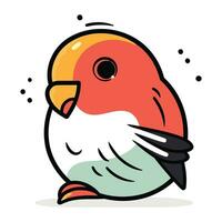 Illustration of cute cartoon parrot on white background. Vector illustration.