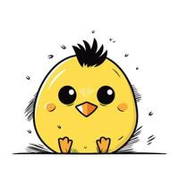 Cute yellow chicken. Isolated on white background. Vector illustration.