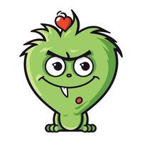 Funny cartoon monster with heart. Vector illustration isolated on white background.