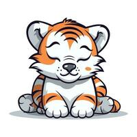 Cute cartoon tiger. Vector illustration isolated on a white background.