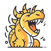 Funny dragon character. Vector illustration in doodle style.