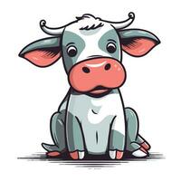 Cute cartoon cow isolated on a white background. Vector illustration.