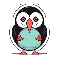 Cute cartoon penguin. Vector illustration. Isolated on white background.