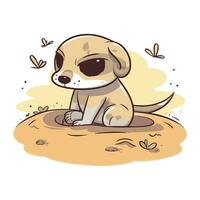 linda dibujos animados perro sentado en el suelo. vector ilustración de un perro.