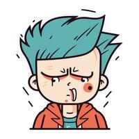 Crying boy cartoon vector illustration. Cartoon angry boy vector illustration.