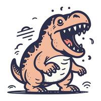 Cute tyrannosaurus rex dinosaur. Vector illustration. Isolated on white background.