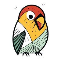 Cute parrot in doodle style. Vector illustration.