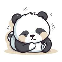 Panda bear sleeping. Cute cartoon character. Vector illustration.
