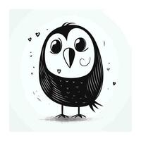 Cute hand drawn owl. Vector illustration isolated on white background.