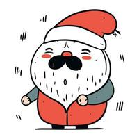 snowman in red coat and santa hat. vector illustration