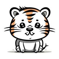 Cute tiger cartoon mascot isolated on white background. Vector illustration.